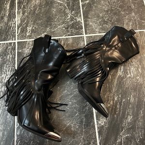 Faux Leather Fringe Leather Boots 👢